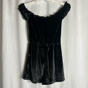 H&M Velour Romper Off the Shoulder Black Size XS Jumpsuit
